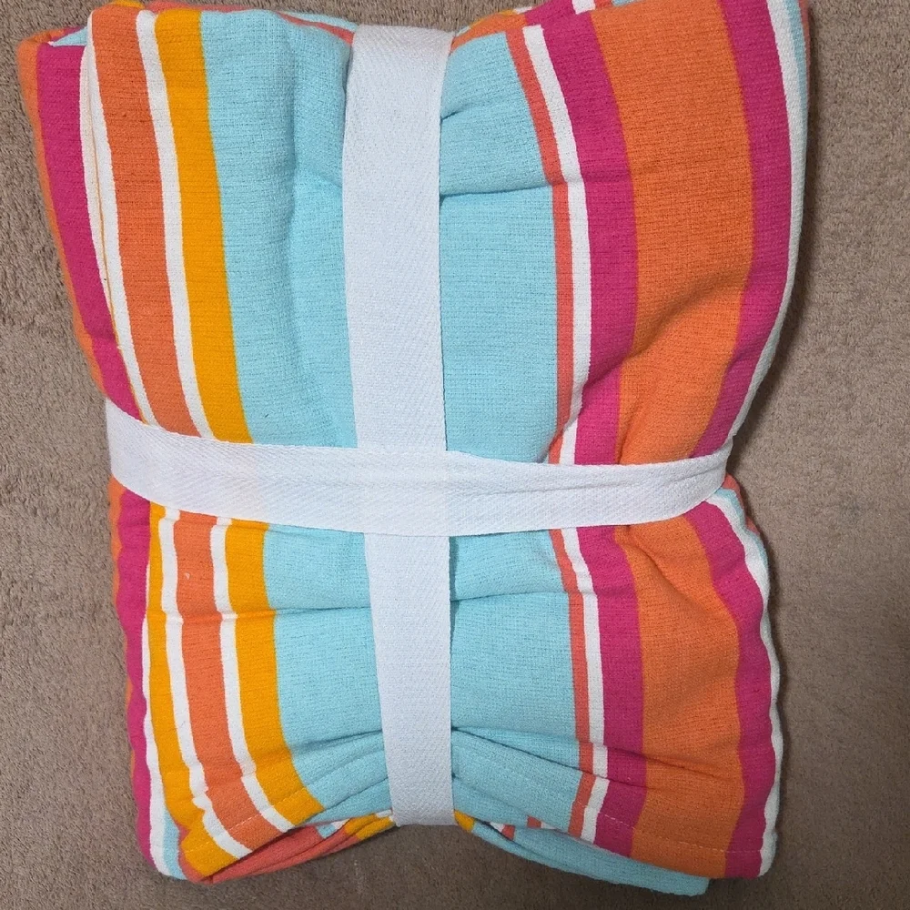 Oasis Extra Wide Beach Towel - Coral, Yellow, Blue